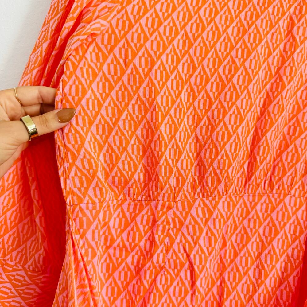 FP FREE PEOPLE Pink Prange Rillo Shirt Dress $138 Mini Wrap Button Coverup S - Picture 8 of 15